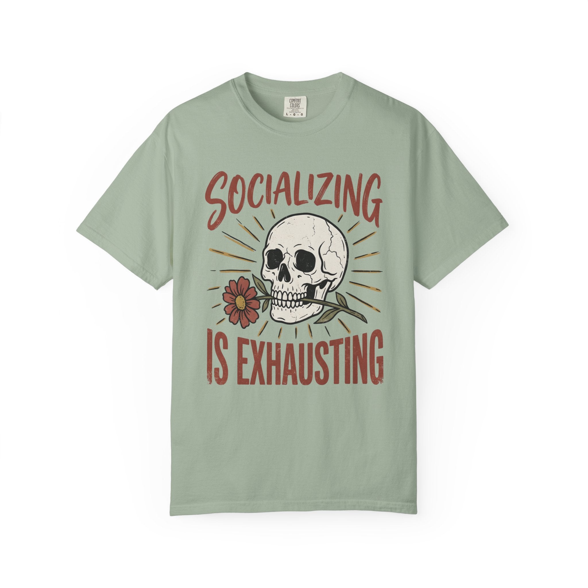 Socializing Is Exhausting Skull T-Shirt