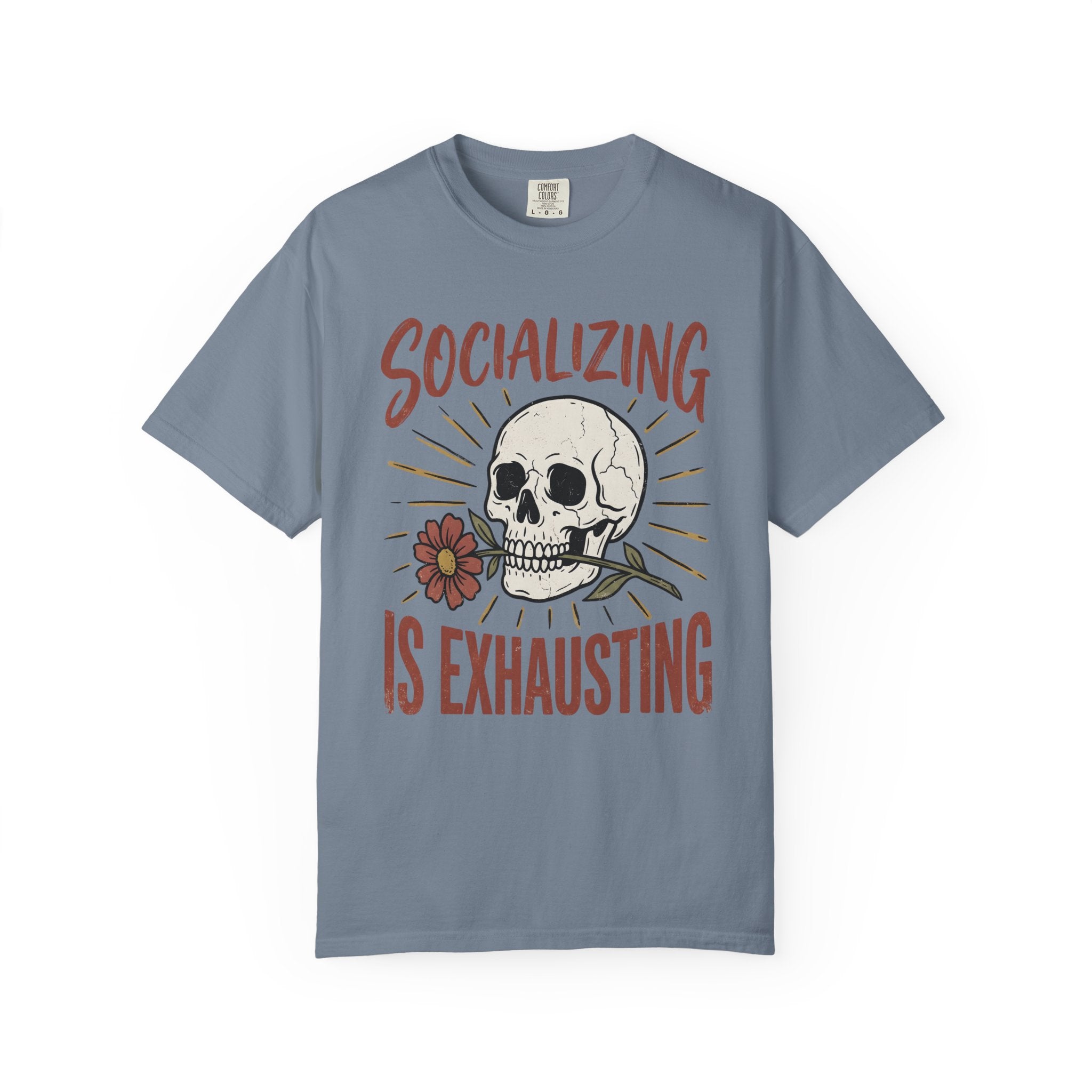 Socializing Is Exhausting Skull T-Shirt