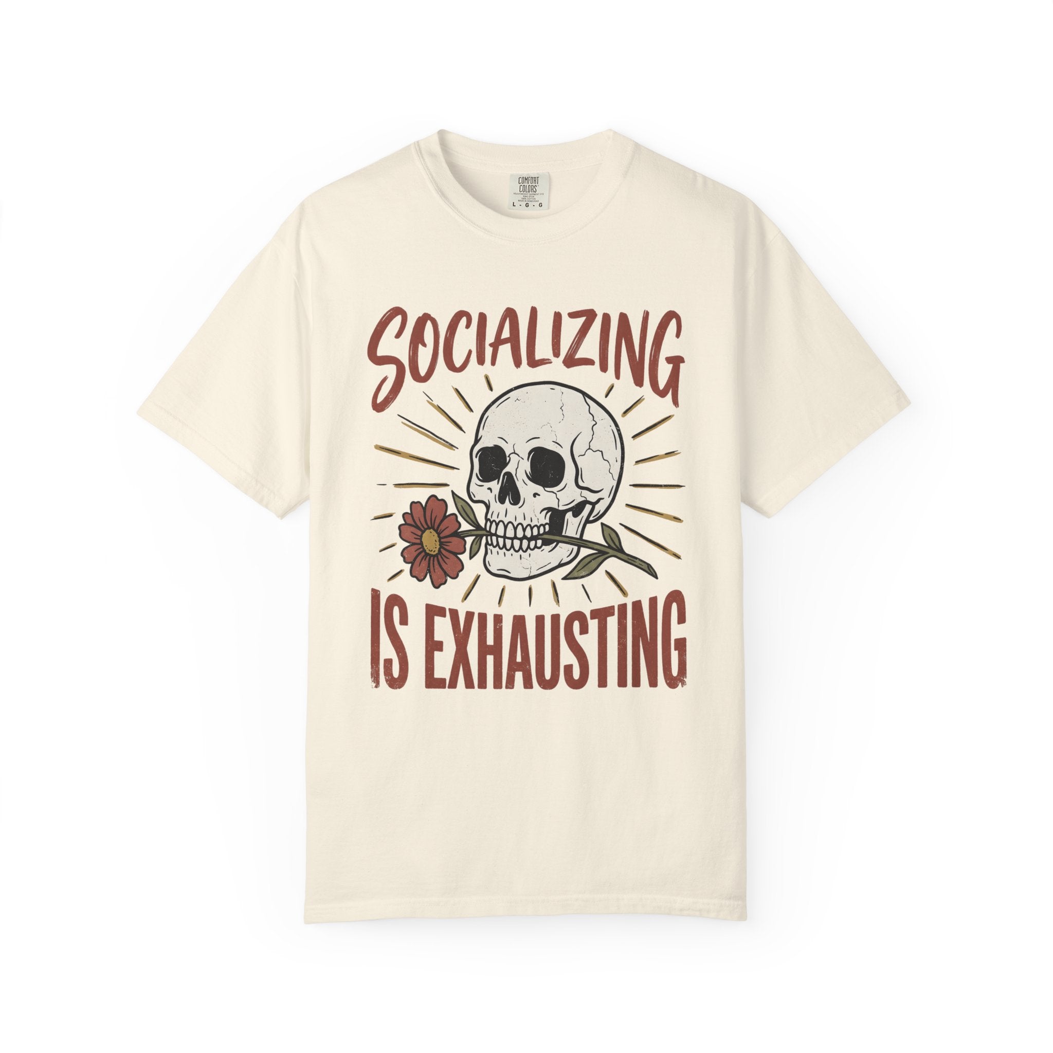 Socializing Is Exhausting Skull T-Shirt