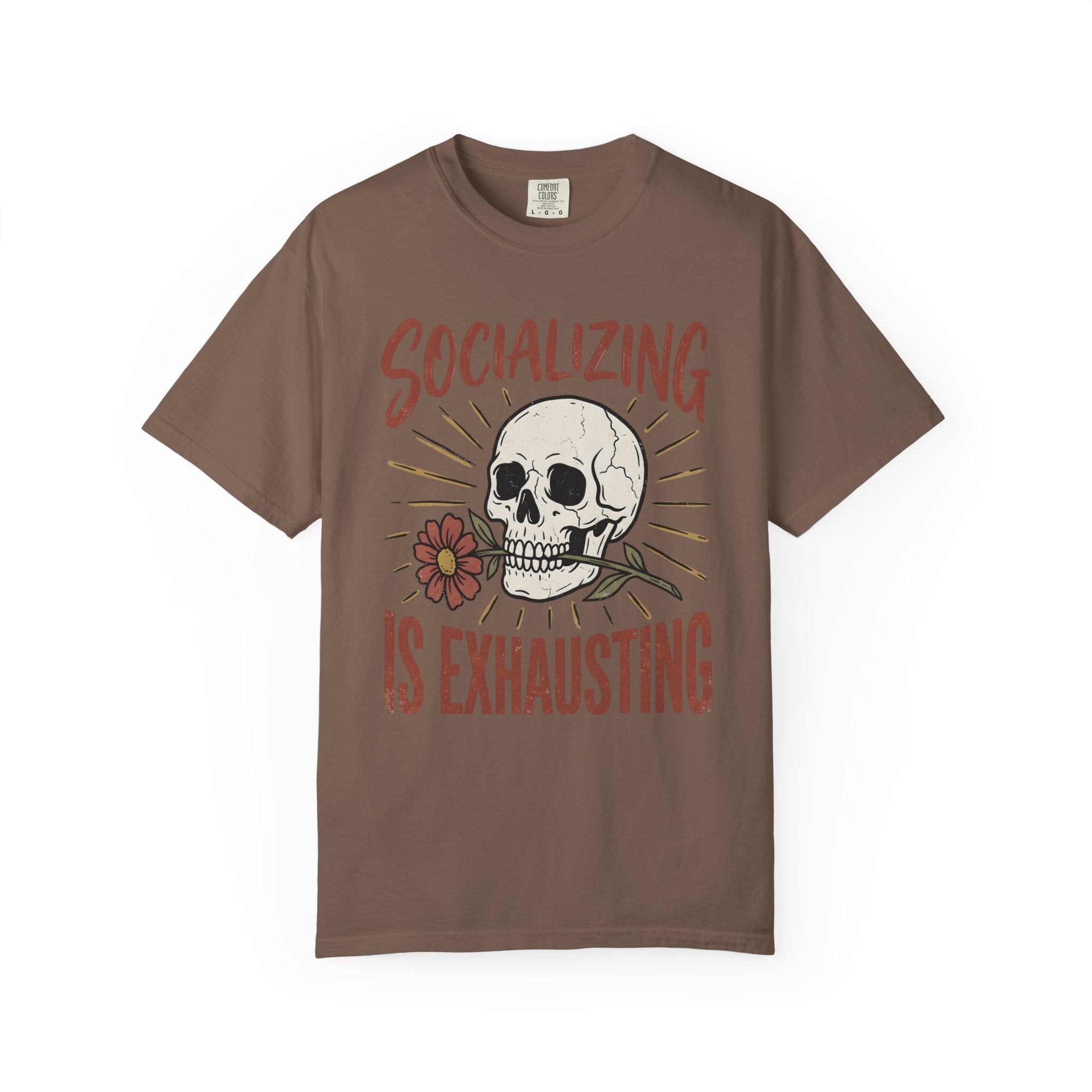 Socializing Is Exhausting Skull T-Shirt