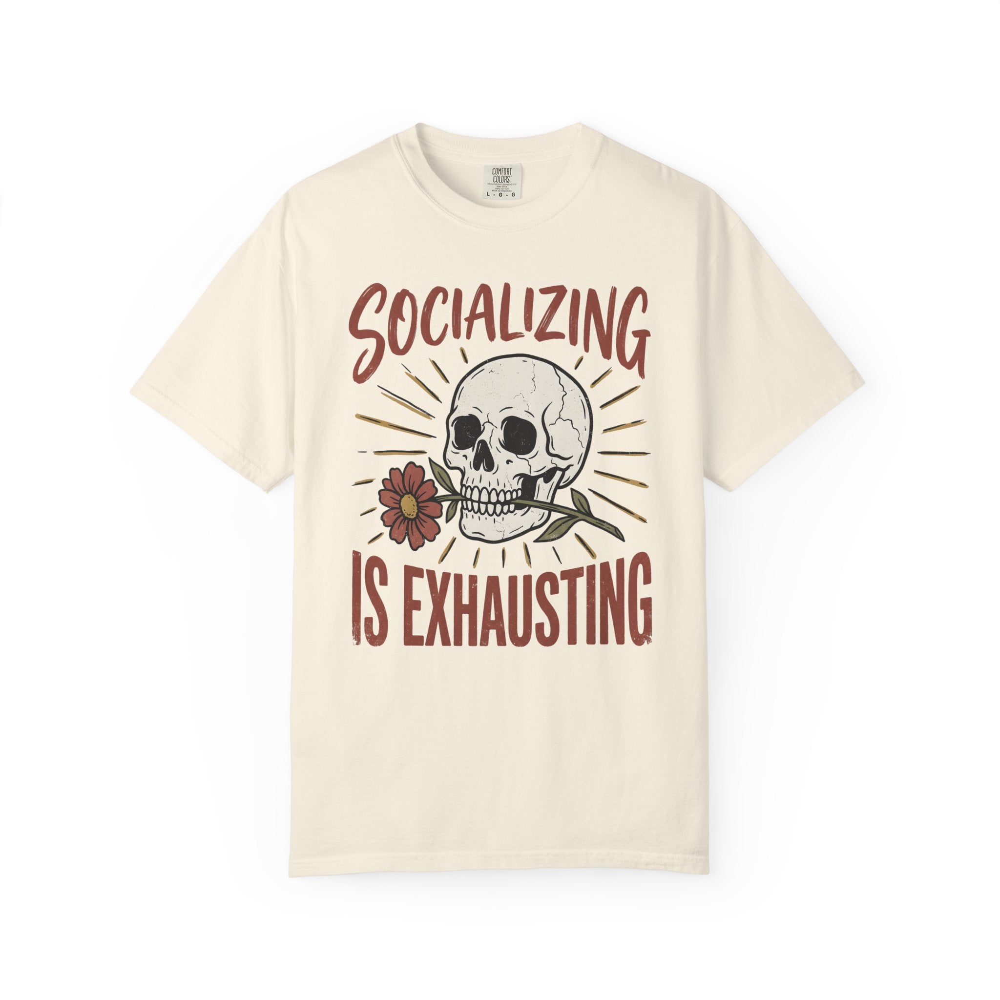 Socializing Is Exhausting Skull T-Shirt