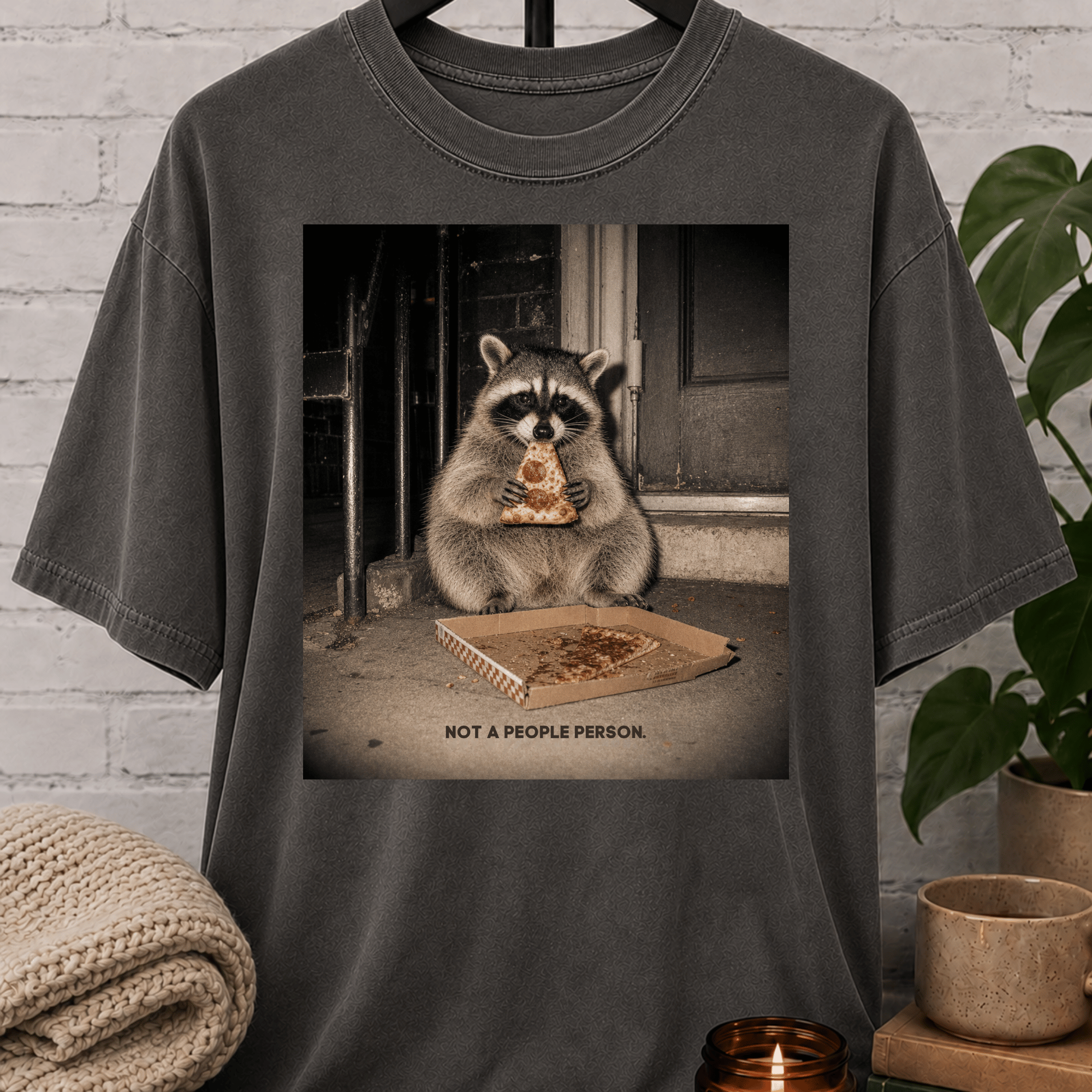 Not a People Person Raccoon Pizza Tee T-Shirt