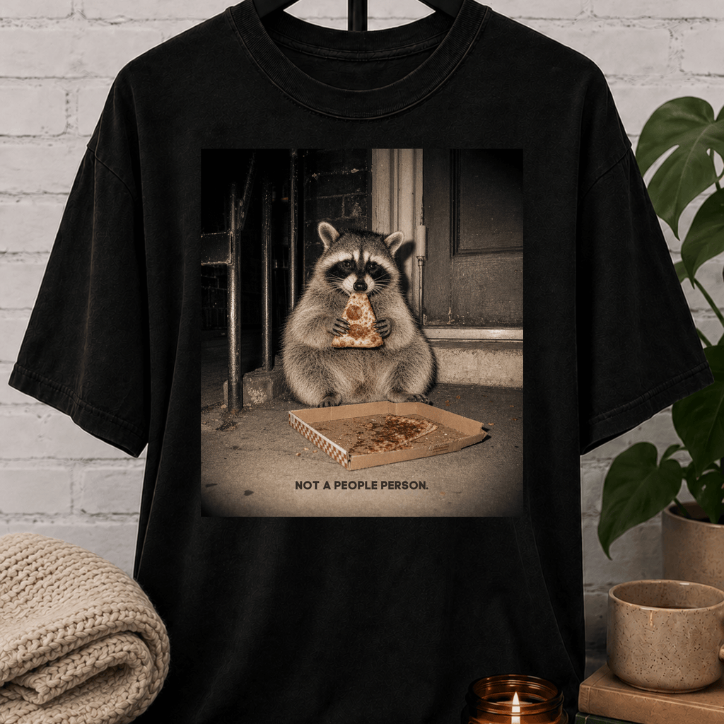 Not a People Person Raccoon Pizza Tee T-Shirt
