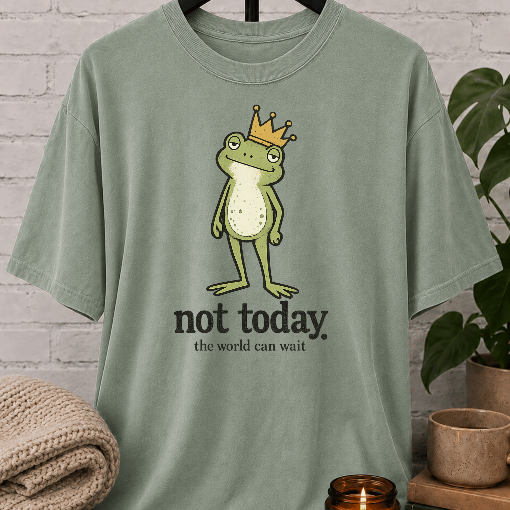 Not Today the World Can Wait Frog T-Shirt
