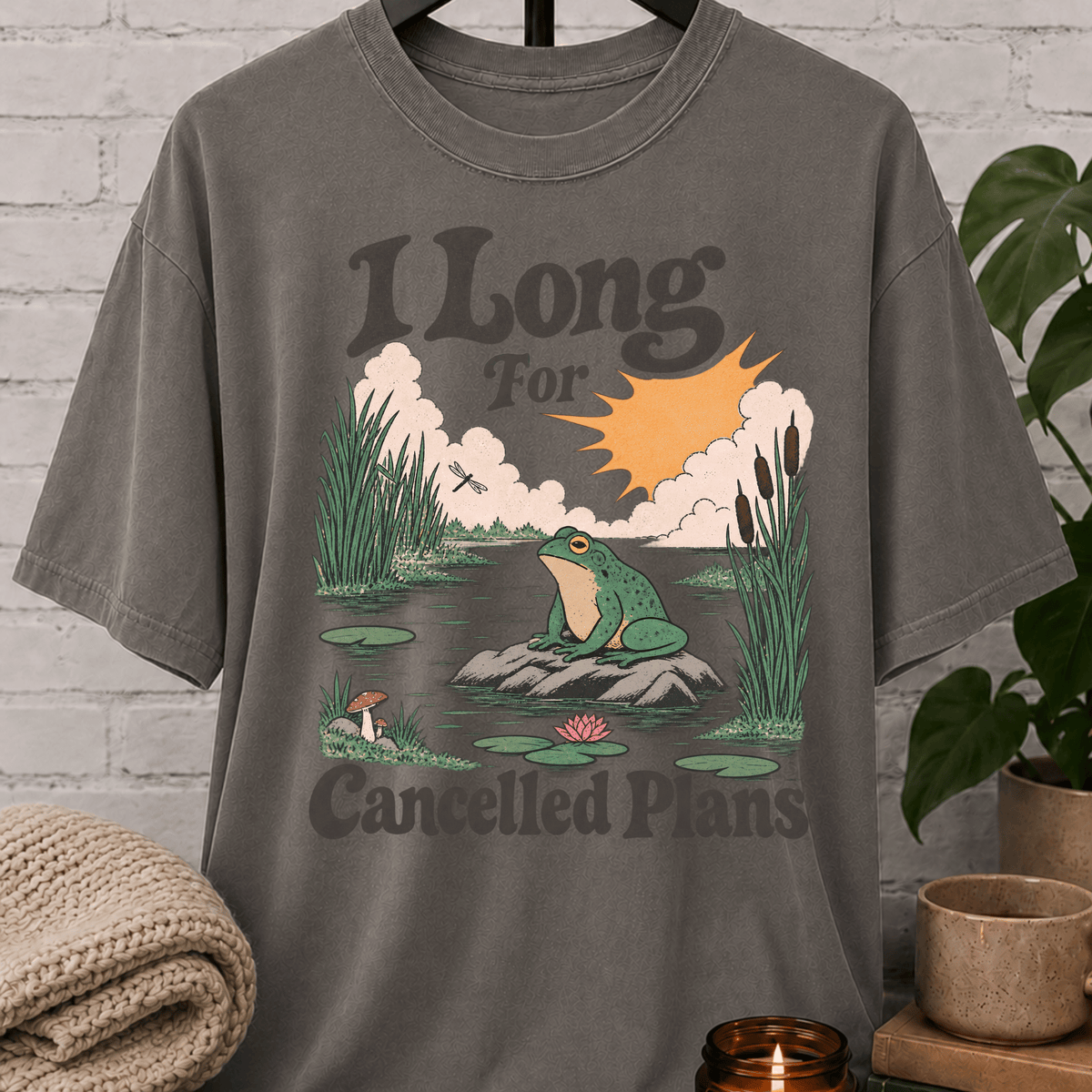 I Long For Cancelled Plans Frog T-Shirt