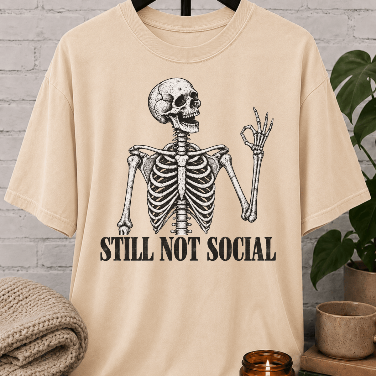 Still Not Social Skeleton T-Shirt