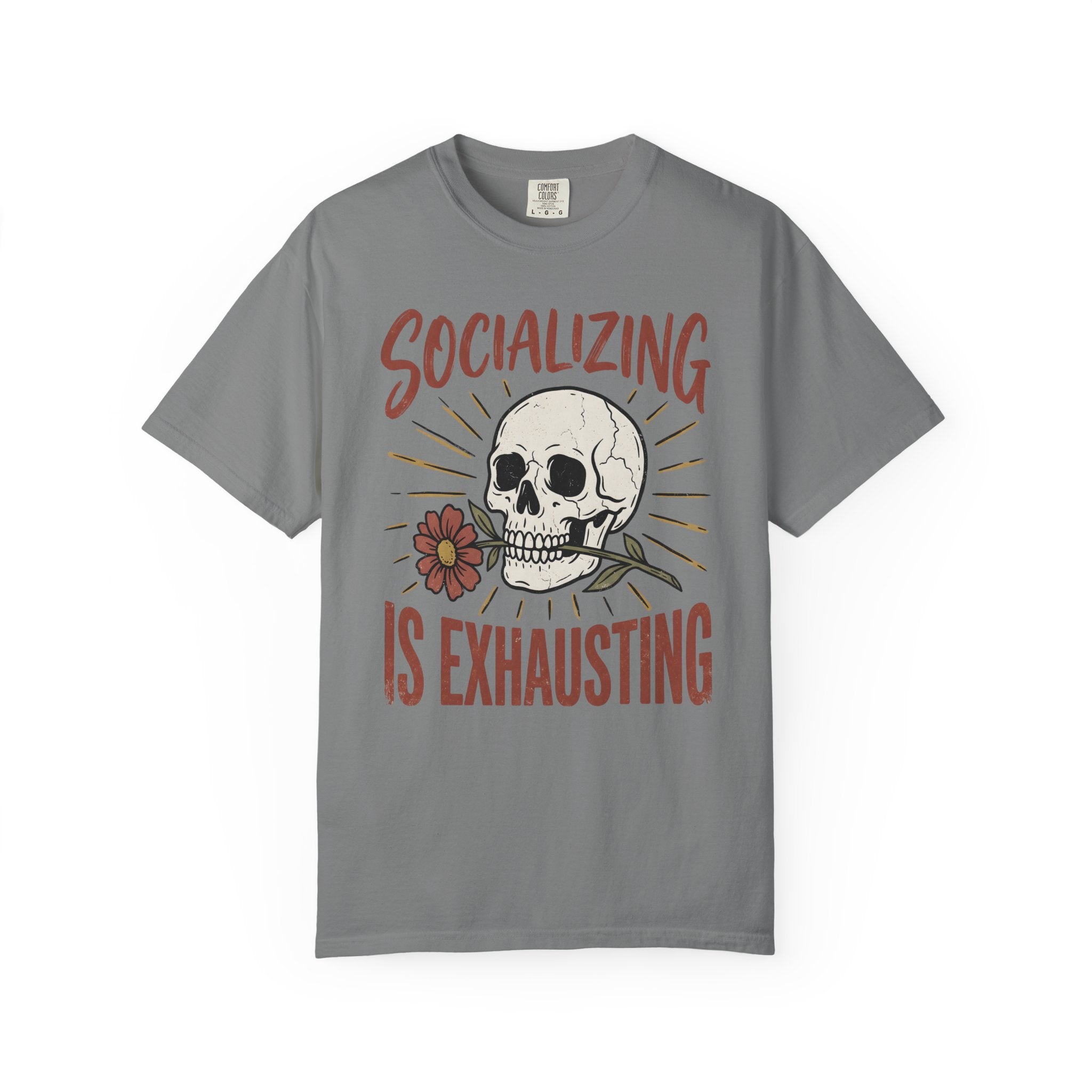 Socializing Is Exhausting Skull T-Shirt