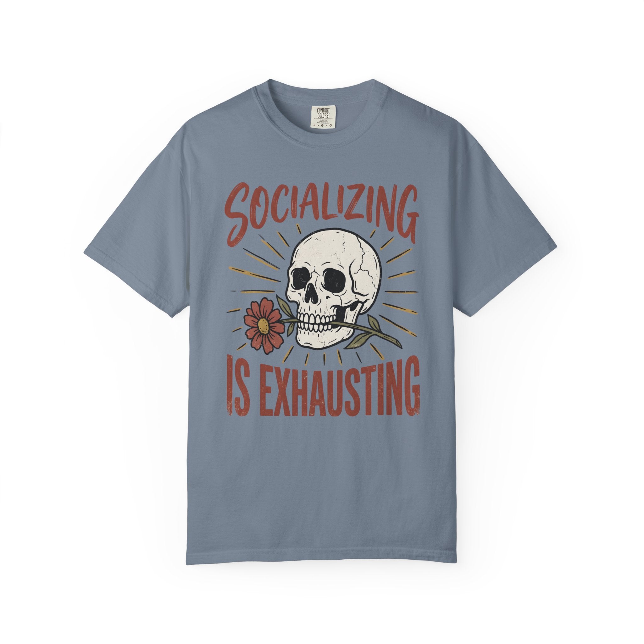 Socializing Is Exhausting Skull T-Shirt