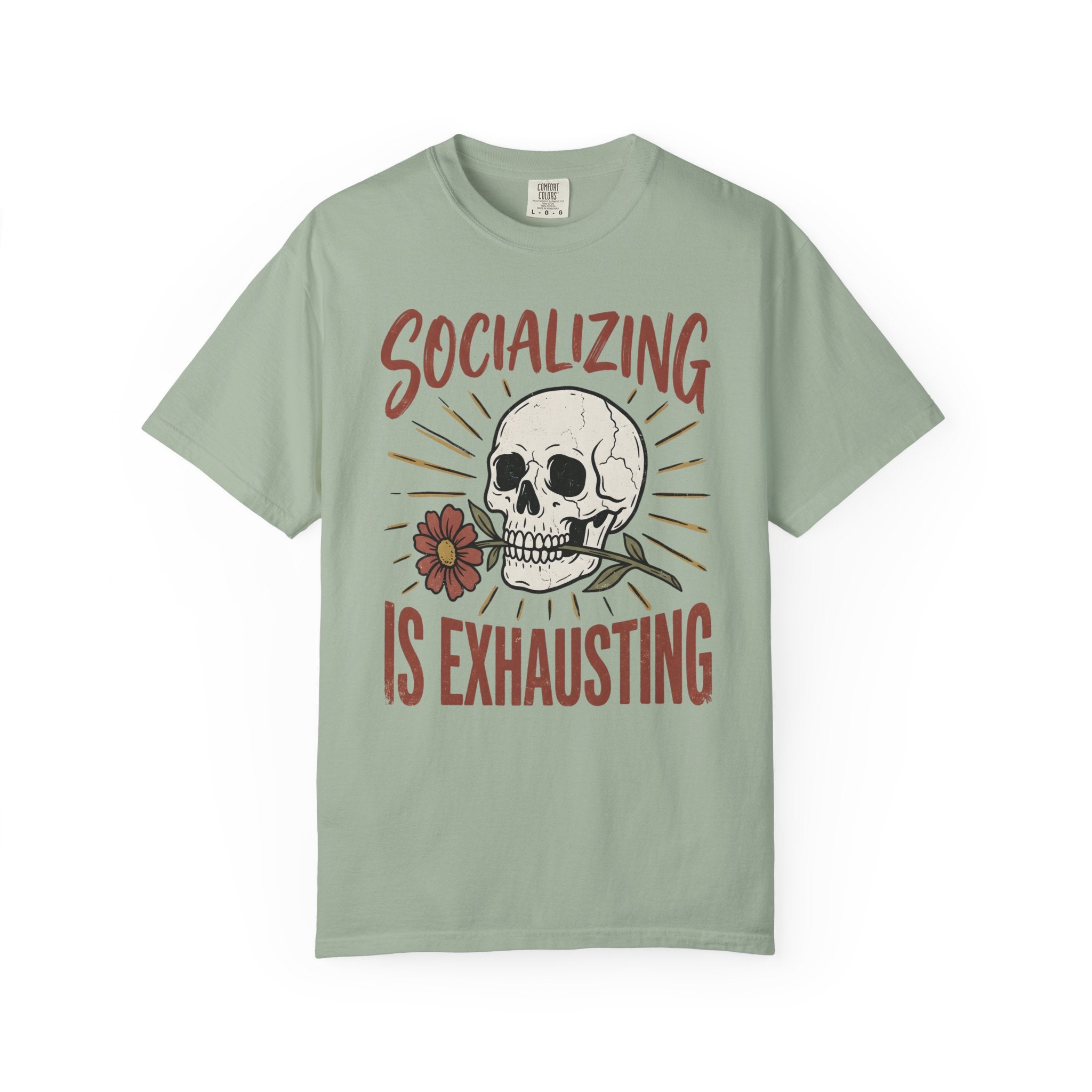 Socializing Is Exhausting Skull T-Shirt