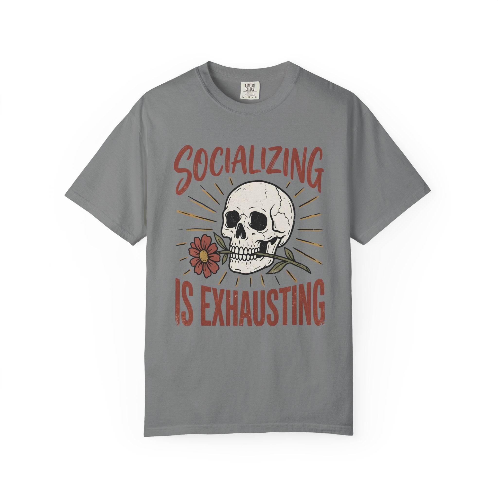 Socializing Is Exhausting Skull T-Shirt