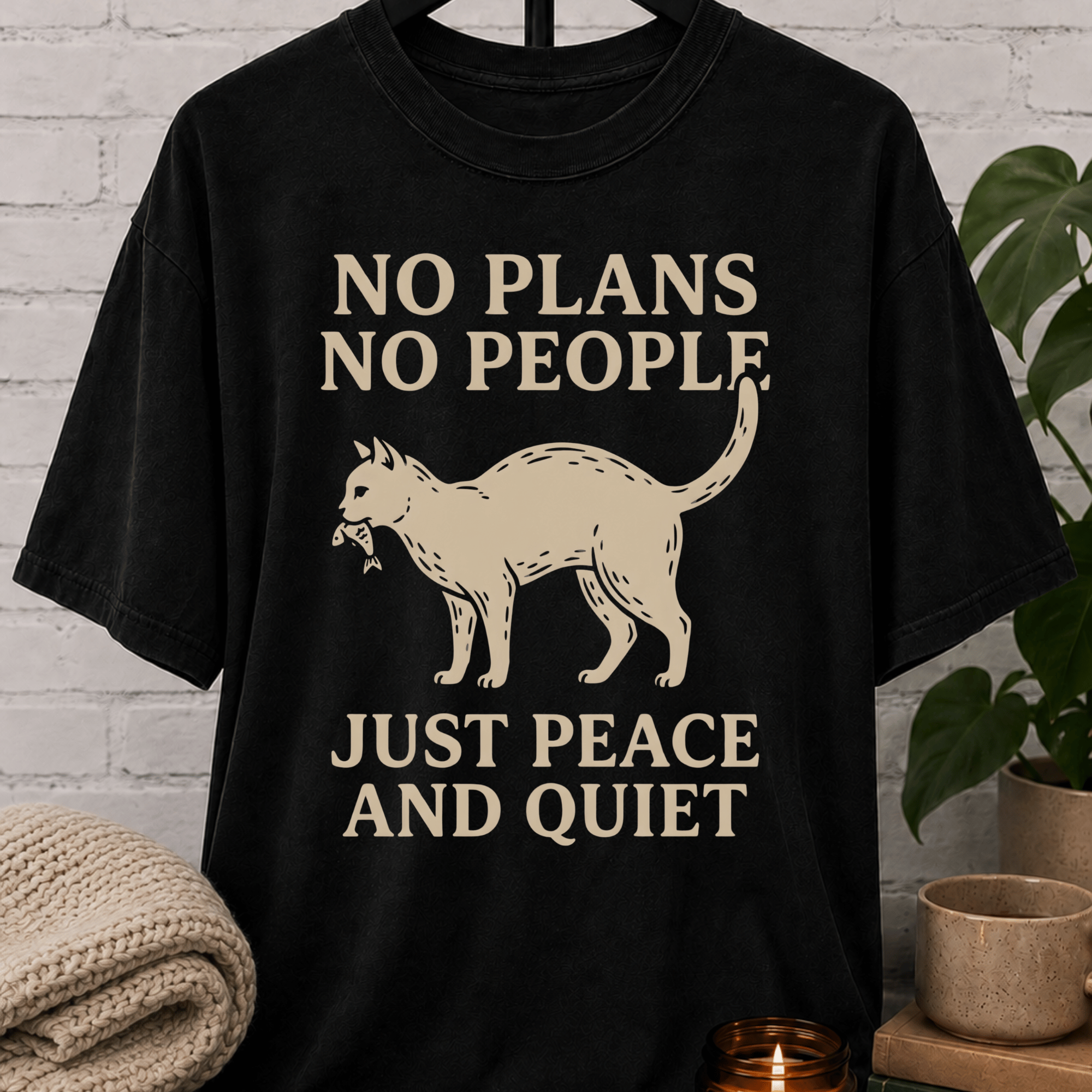 No Plans No People Cat T-Shirt