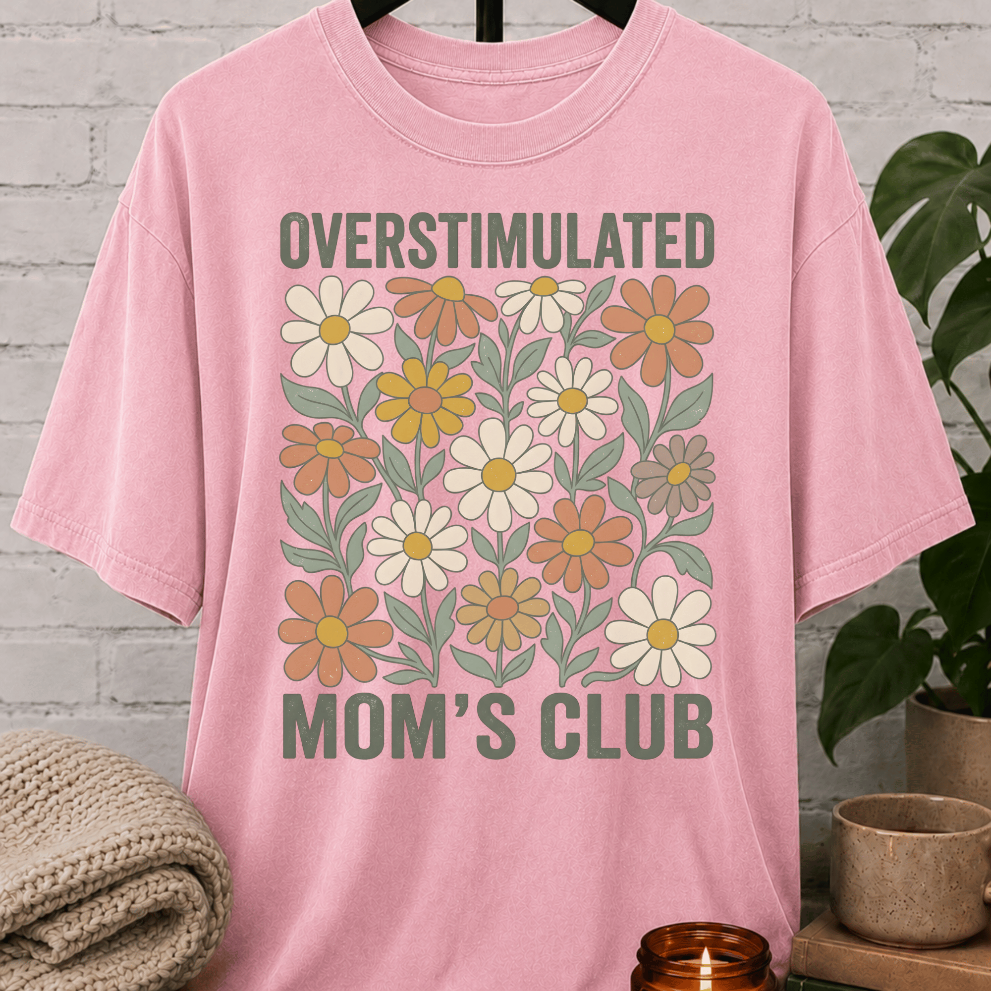 Overstimulated Mom's Club Floral T-Shirt