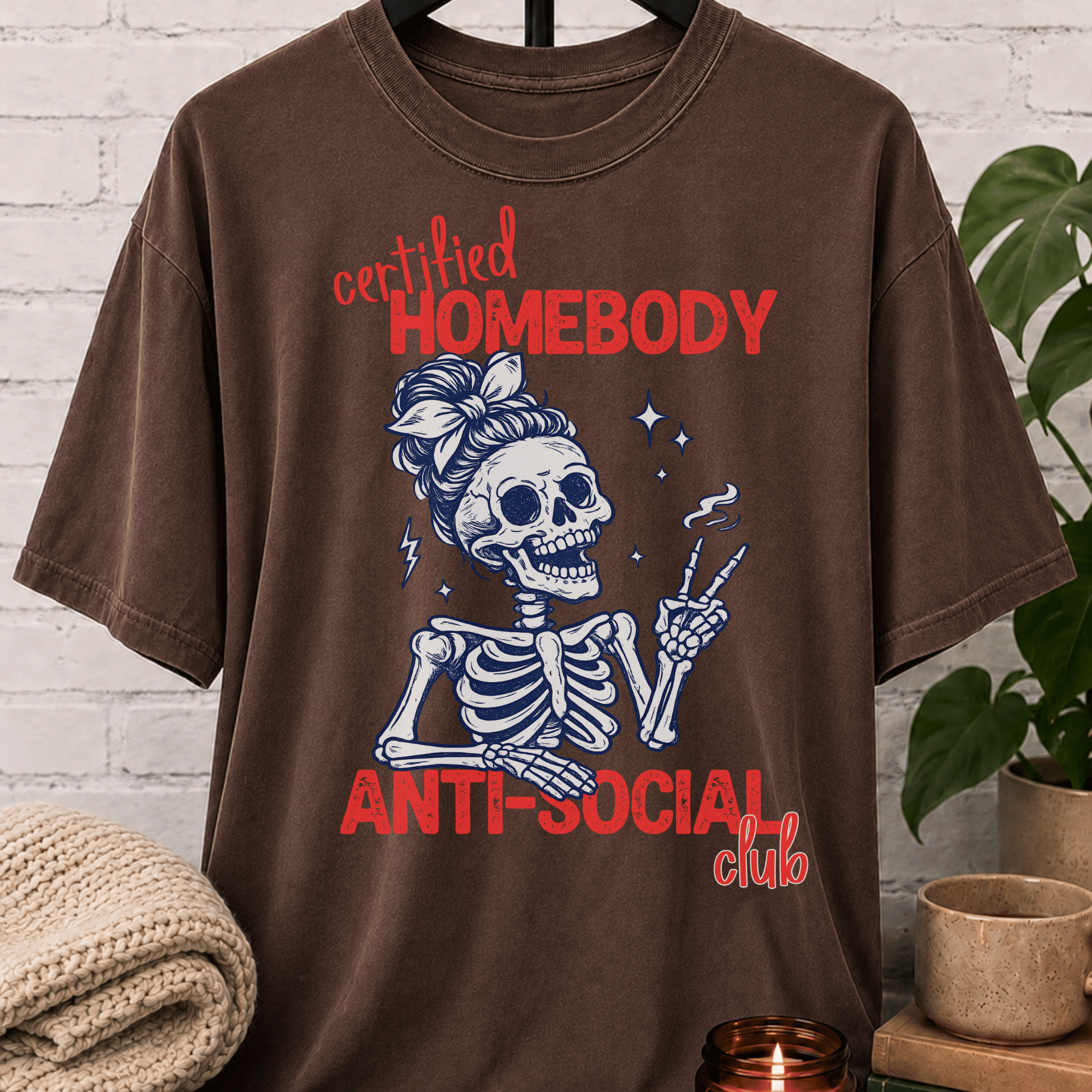 Certified Homebody Anti-Social Club Skeleton T-Shirt