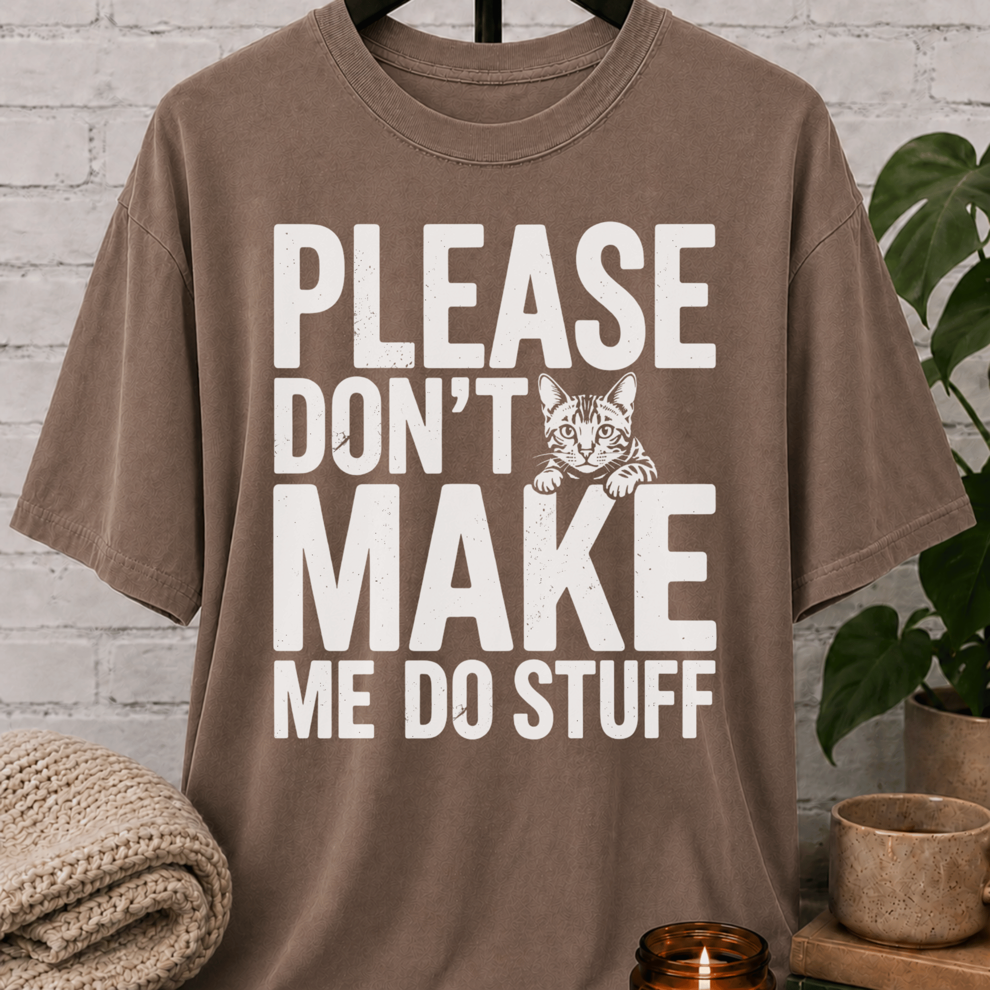 Please Don't Make Me Do Stuff Cat T-Shirt