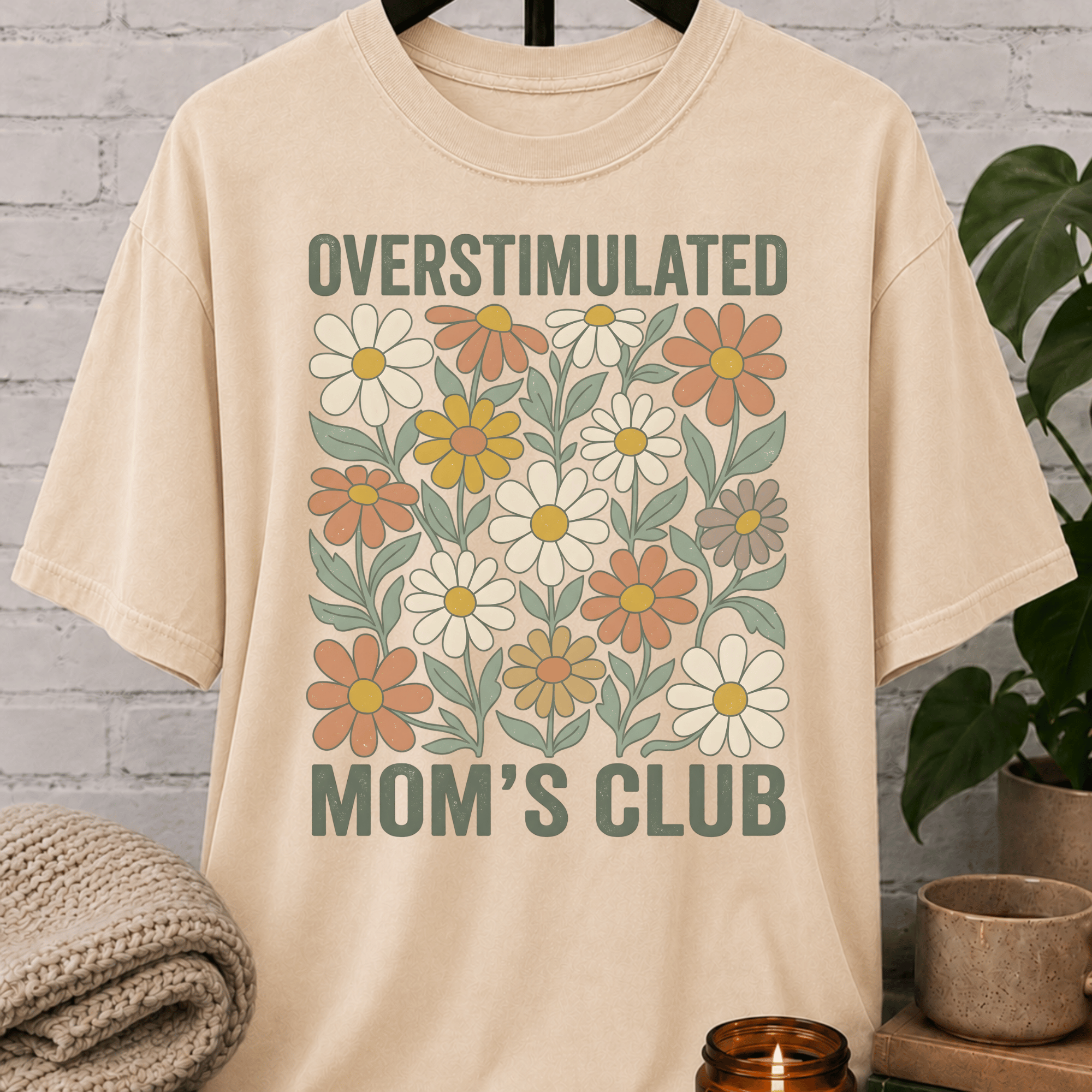 Overstimulated Mom's Club Floral T-Shirt