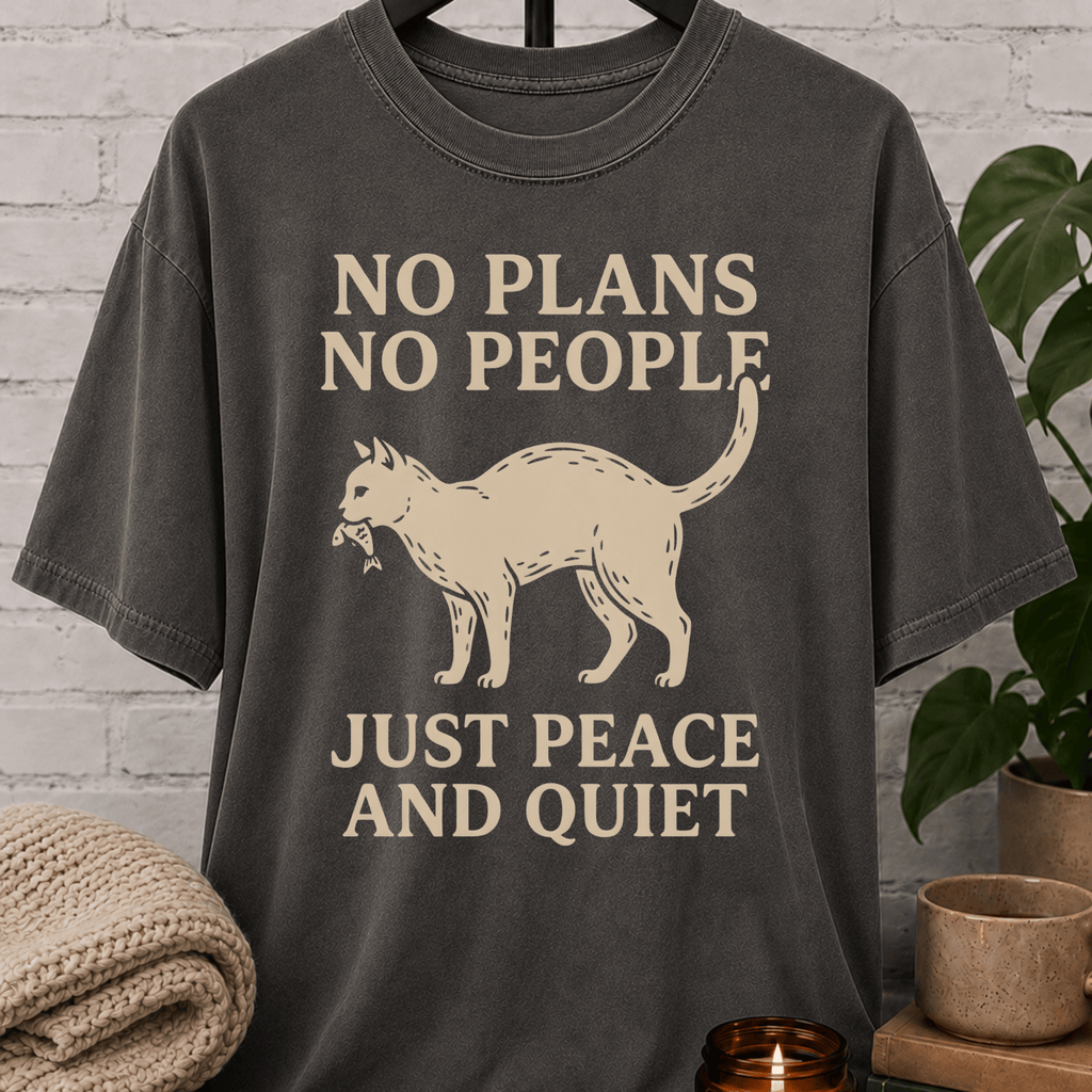 No Plans No People Cat T-Shirt